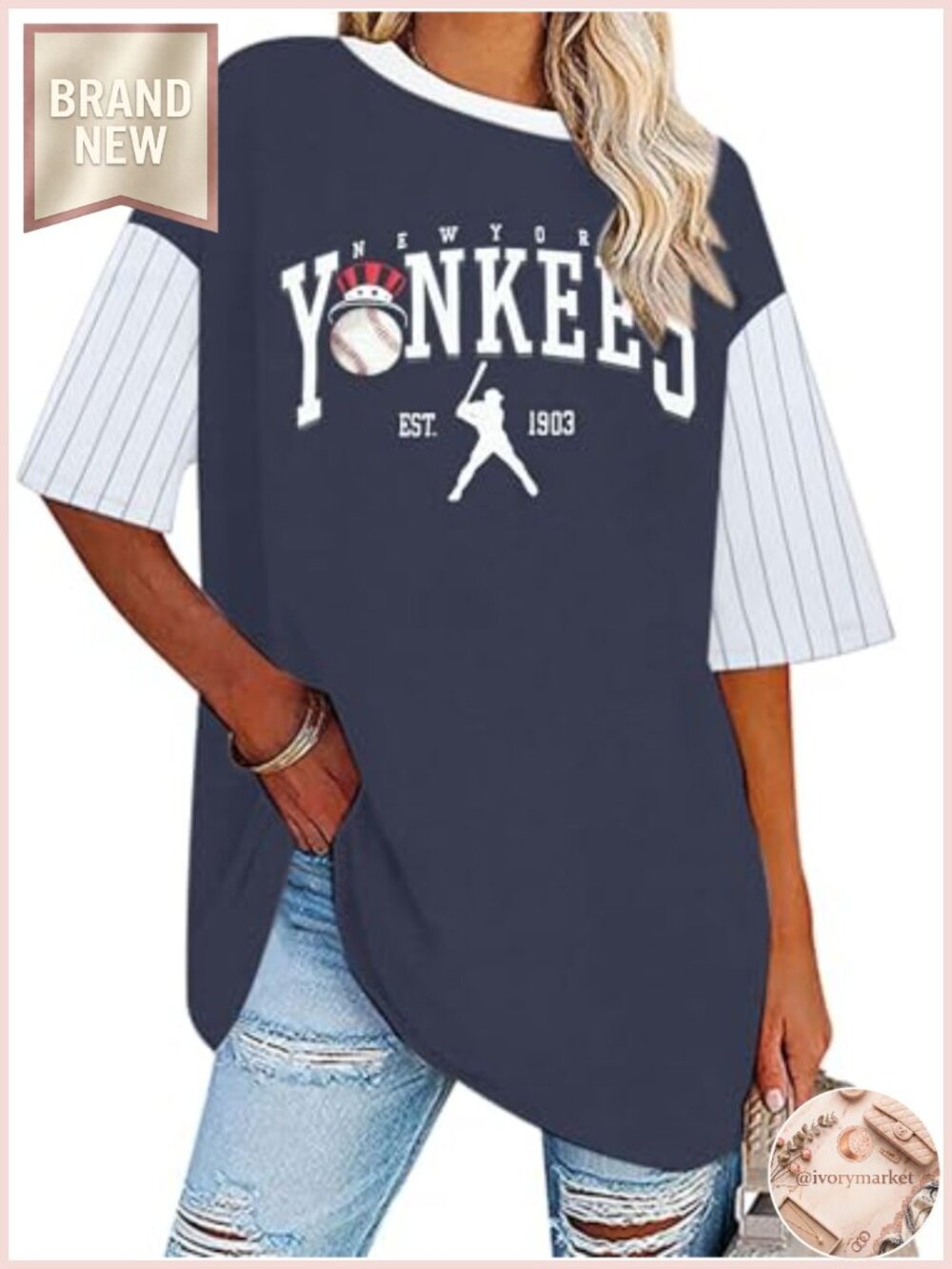 Oversized Baseball Graphic Tee Game Day Short Sleeve